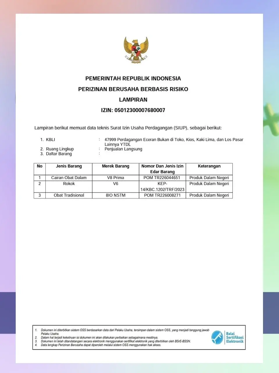 SIUP 3 PT Prima Jaya Semesta Internasional